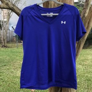 Blue Underarmour Tech V-Neck Heatgear Top